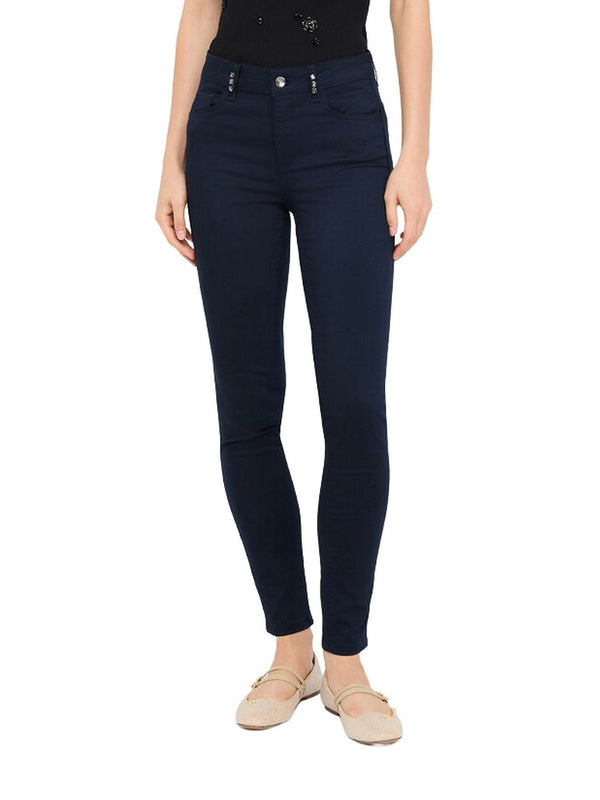 Pantaloni Donna Liu Jo - Pantaloni skinny con pietre gioiello - Blu