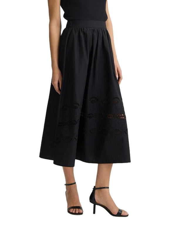 Gonne casual Donna Liu Jo - Gonna in cotone con ricami - Nero