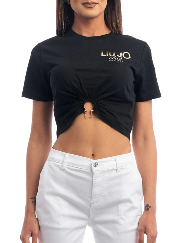 T-shirt Donna Liu Jo - T-shirt in cotone con logo - Nero