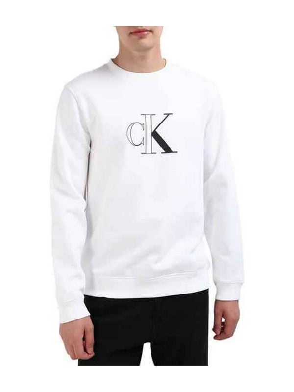 Felpe senza cappuccio Uomo Calvin Klein - Felpa Outline Monologo - Bianco