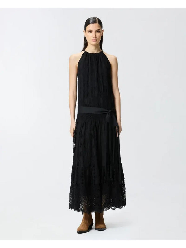 Vestiti casual Donna Pinko - Abito midi in sangallo e macramè - Nero