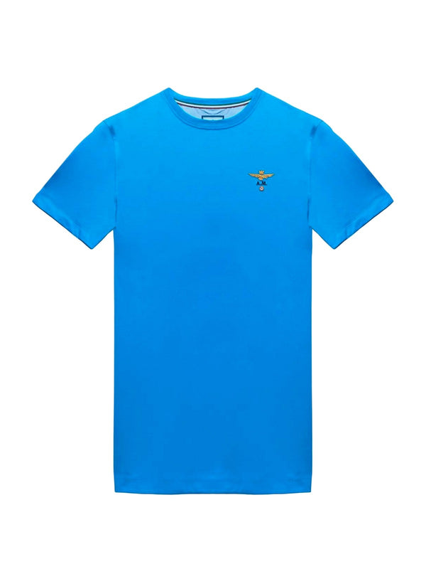 T-shirt Uomo Aeronautica Militare - T-shirt girocollo basica in cotone - Blu elettrico