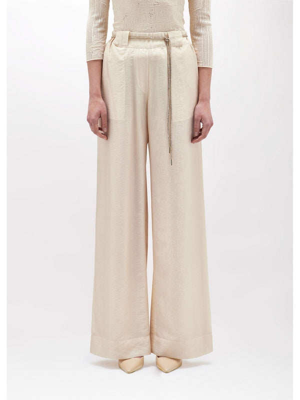 Pantaloni Donna Blugirl - Pantaloni A Palazzo In Tencel - Beige