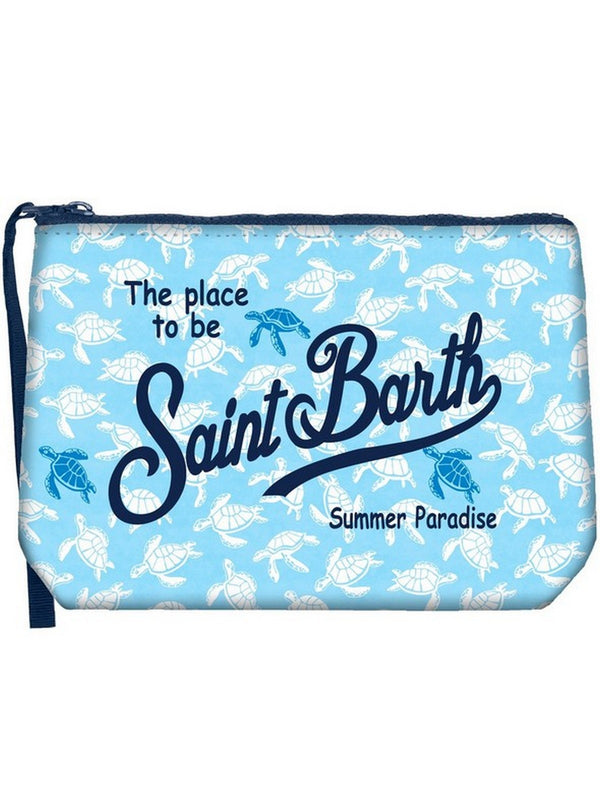 Pochette Uomo Mc2 Saint Barth - Pochette Aline in scuba con stampa tartarughe - Azzurro