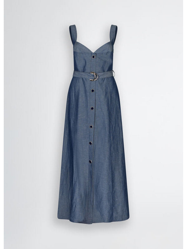 Vestiti casual Donna Liu Jo - Abito in lino con cintura - Blu