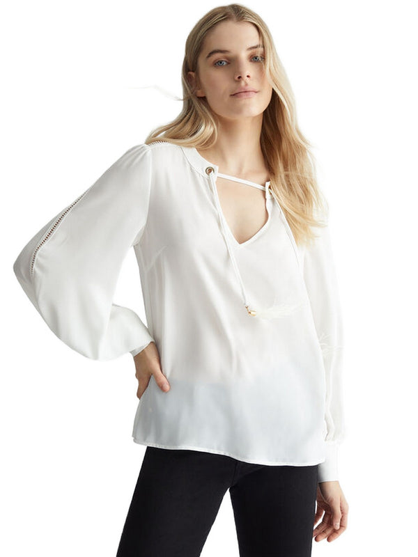 Bluse Donna Liu Jo - Blusa con piume - Bianco