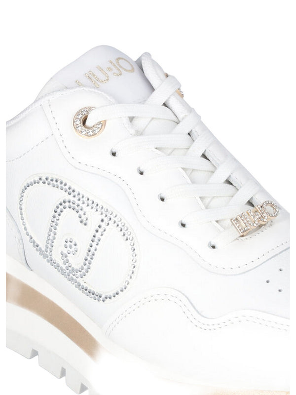 Sneaker Donna LIU JO SHOES - Sneakers in pelle con logo gioiello - Bianco