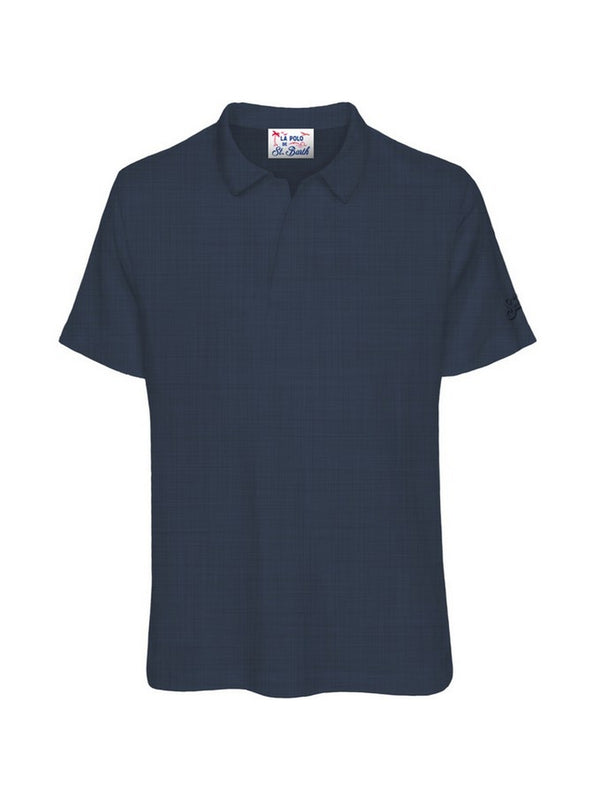 Polo Uomo Mc2 Saint Barth - Polo da uomo in lino Fraser - Blu