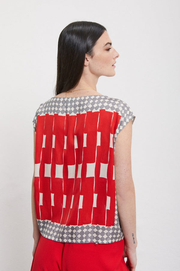Bluse e camicie Donna ottod'Ame - Maglia smanicata in viscosa - Rosso