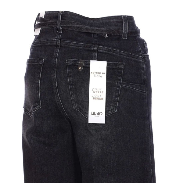 Jeans Donna Liu Jo - Jeans flare cropped con cintura - Nero