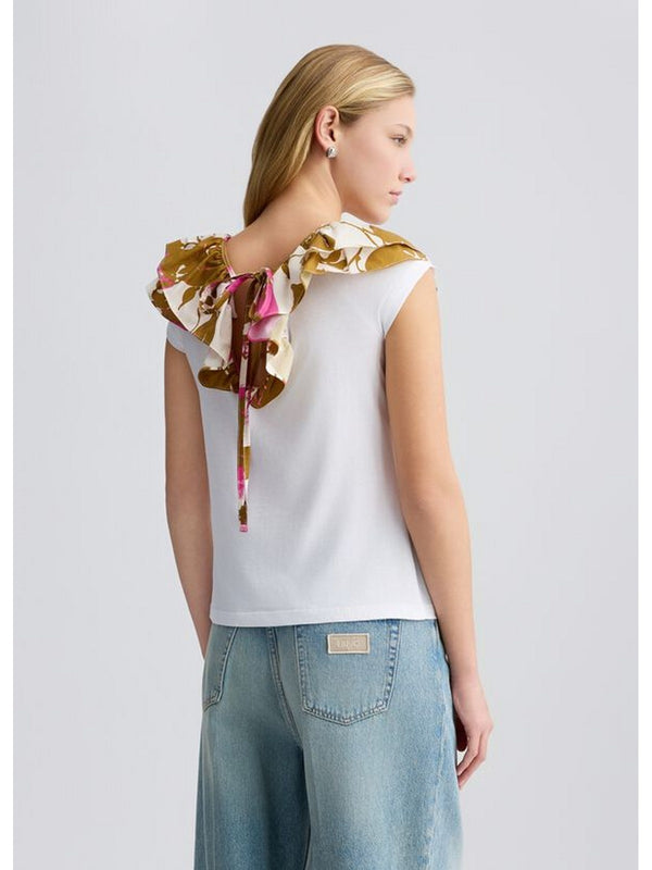 T-shirt Donna Liu Jo - T-shirt in cotone con rouches - Bianco
