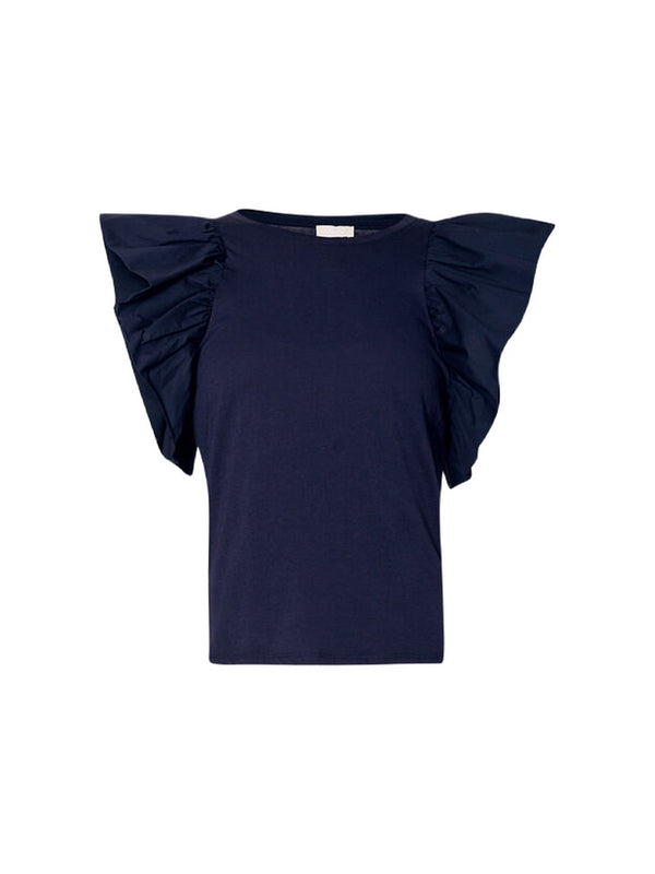 T-shirt Donna Liu Jo - T-shirt in jersey e popeline - Blu