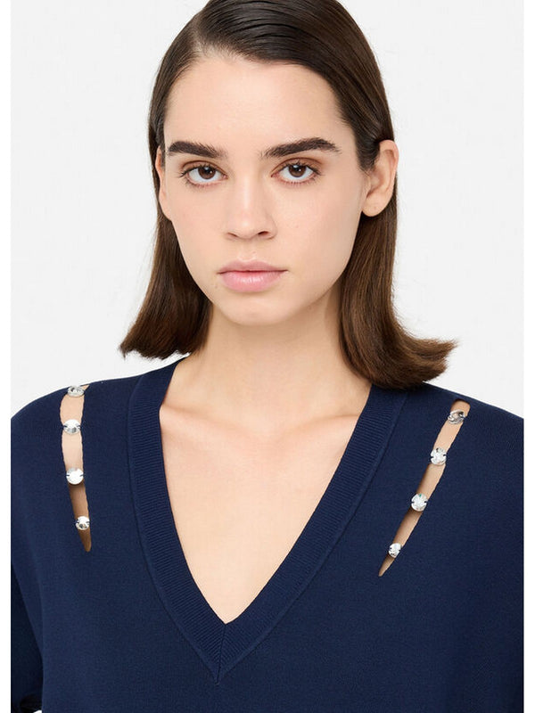 Maglie Donna Liu Jo - Maglia con castoni gioiello - Blu