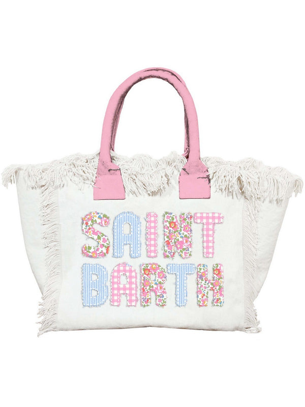 Borse a mano Donna Mc2 Saint Barth - Borsa Colette in canvas SB 01 MULTIC PATCH - Bianco