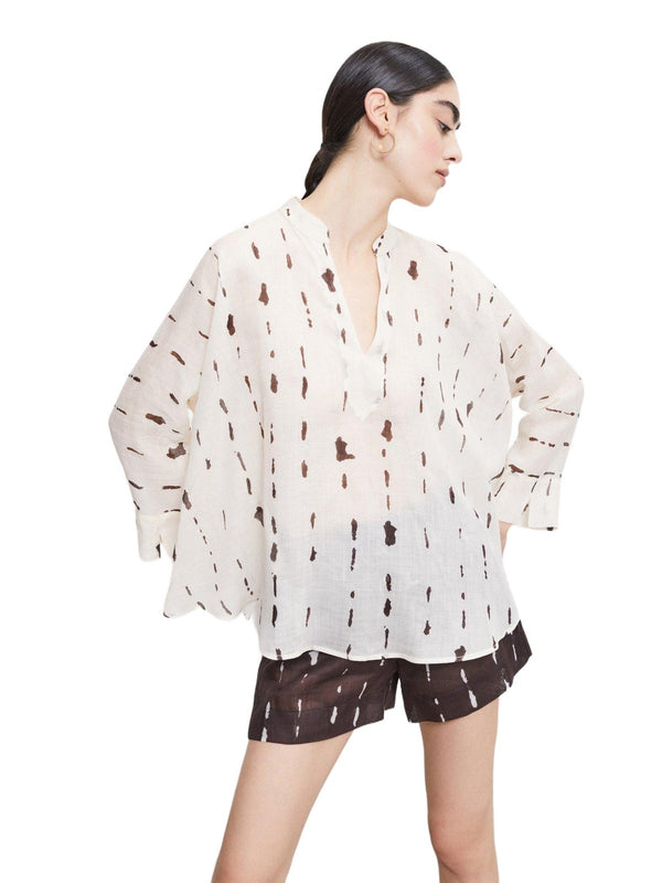 Camicie Donna ottod'Ame - Camicia stampata con volant - Panna