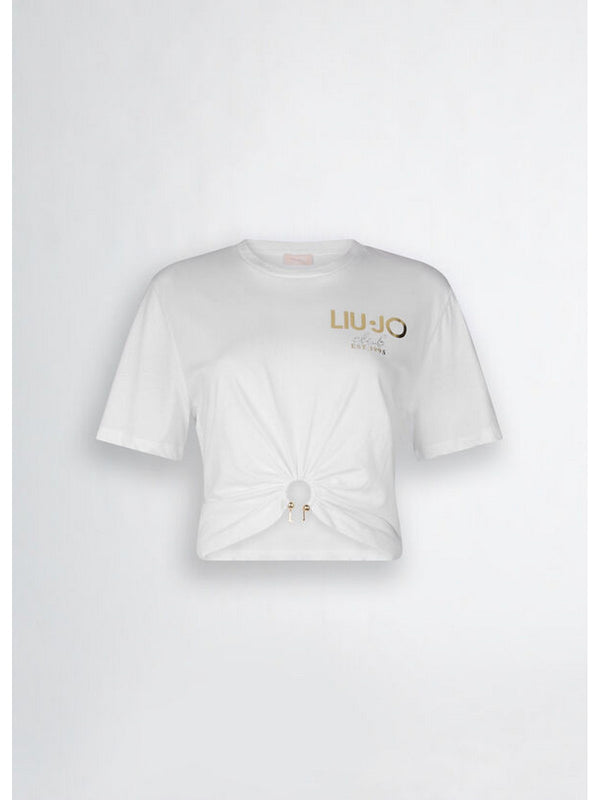 T-shirt Donna Liu Jo - T-shirt in cotone con logo - Bianco